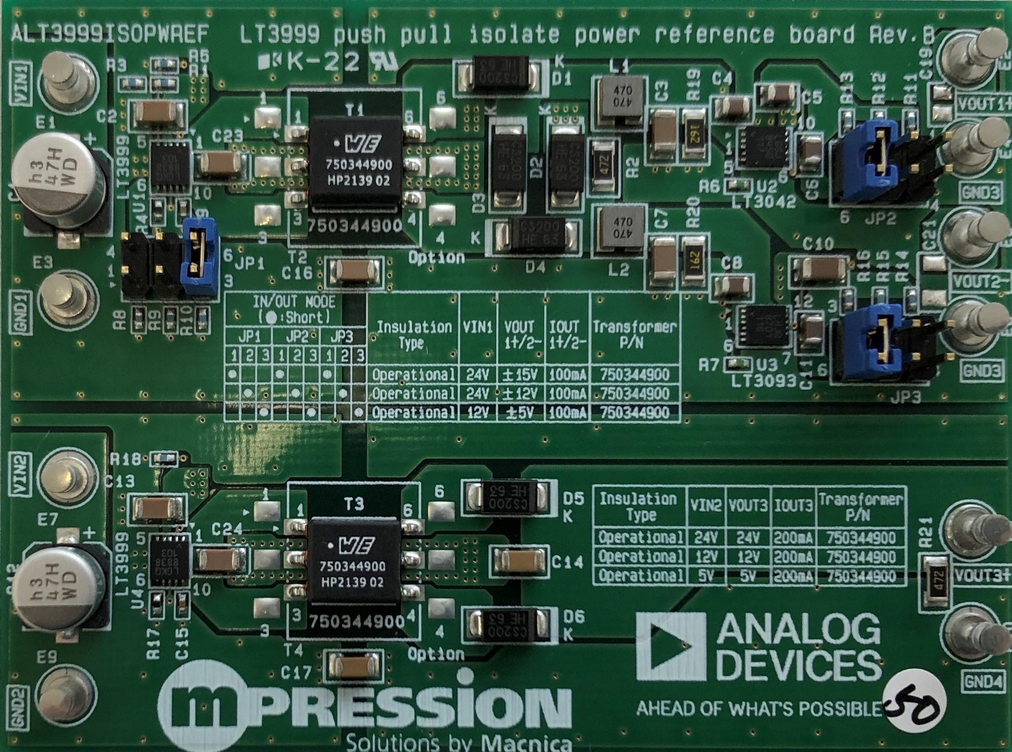 24V/±15V/±12V/±5V Output isolated DC/DC Board with LT3999